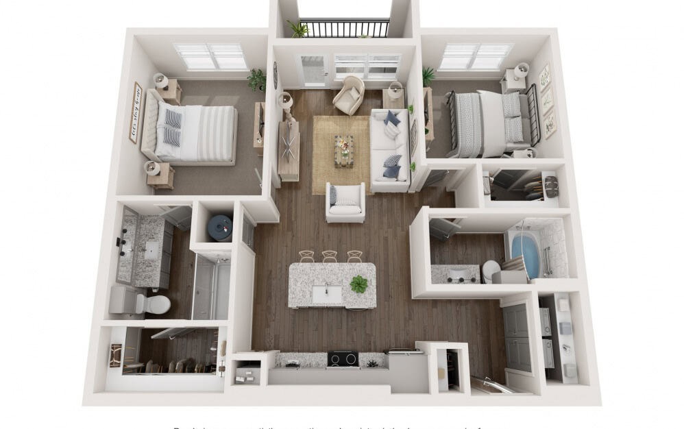 B1 two bedroom apartment floor plan at The Southerly at Orange City