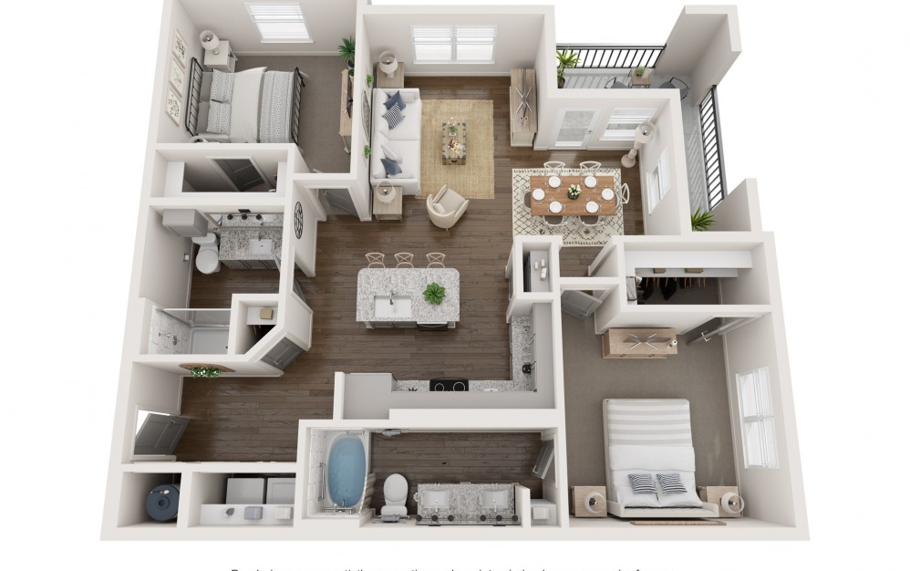 B2 two bedroom apartment floor plan at The Southerly at Orange City